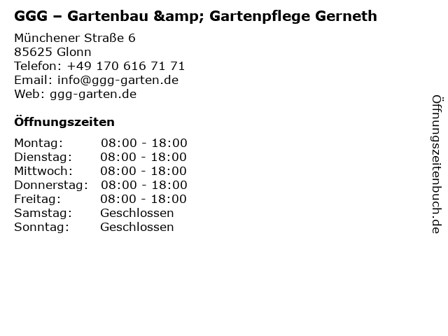 GGG – Gartenbau & Gartenpflege Gerneth in Glonn: Adresse und Öffnungszeiten