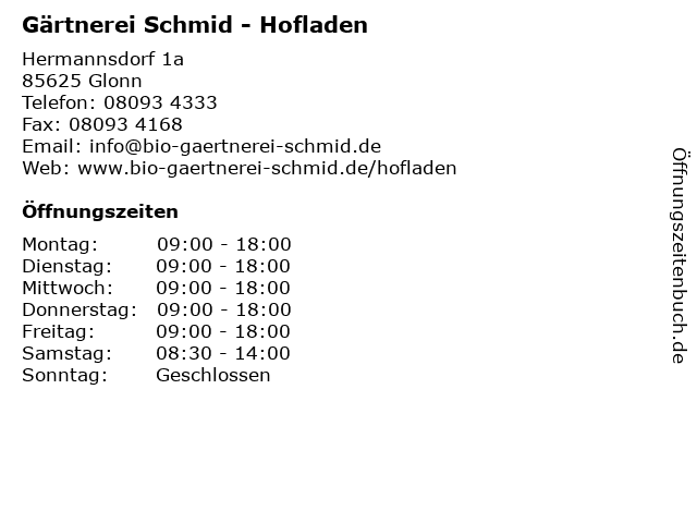 Gärtnerei Schmid - Hofladen in Glonn: Adresse und Öffnungszeiten