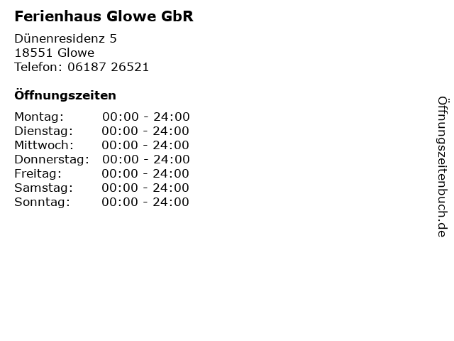 Ferienhaus Glowe GbR in Glowe: Adresse und Öffnungszeiten