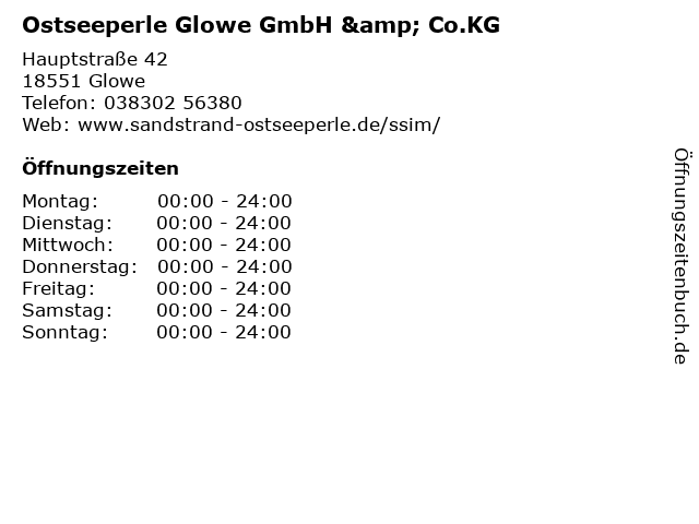 Ostseeperle Glowe GmbH & Co.KG in Glowe: Adresse und Öffnungszeiten