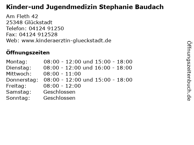 Kinder-und Jugendmedizin Stephanie Baudach in Glückstadt: Adresse und Öffnungszeiten