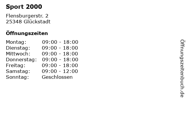 Sport 2000 in Glückstadt: Adresse und Öffnungszeiten