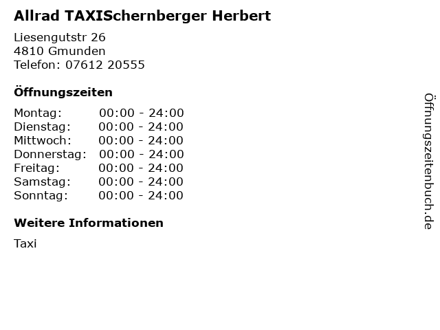 Allrad TAXISchernberger Herbert in Gmunden: Adresse und Öffnungszeiten