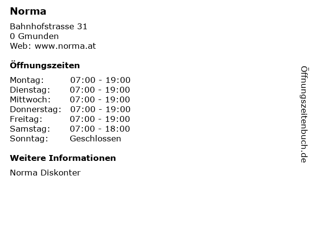 Norma in Gmunden: Adresse und Öffnungszeiten