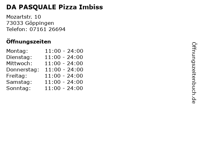 DA PASQUALE Pizza Imbiss in Göppingen: Adresse und Öffnungszeiten