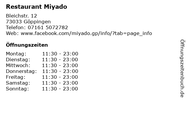 Restaurant Miyado in Göppingen: Adresse und Öffnungszeiten
