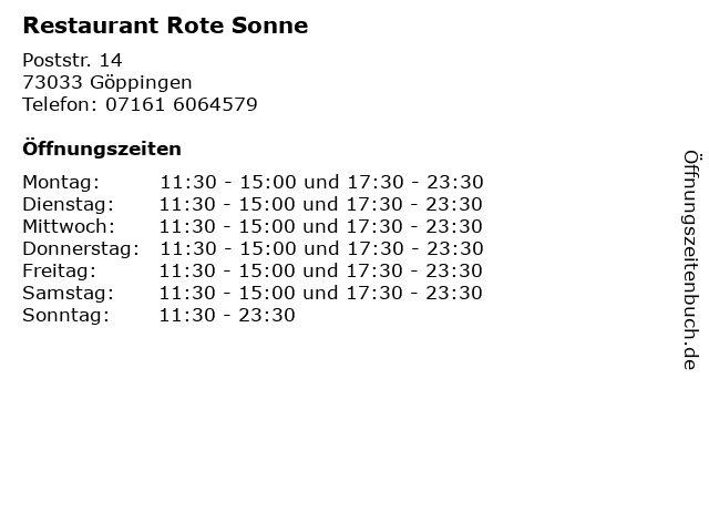 Restaurant Rote Sonne in Göppingen: Adresse und Öffnungszeiten