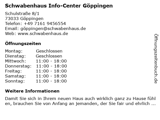 Schwabenhaus Info-Center Göppingen in Göppingen: Adresse und Öffnungszeiten
