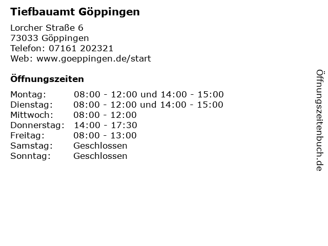 Tiefbauamt Göppingen in Göppingen: Adresse und Öffnungszeiten