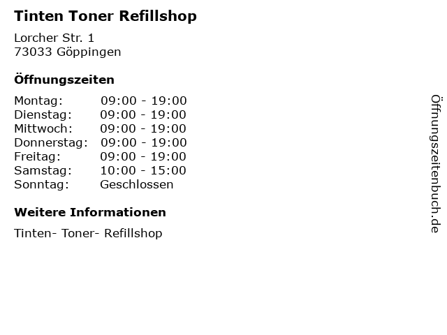 Tinten Toner Refillshop in Göppingen: Adresse und Öffnungszeiten