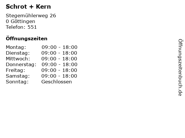 Schrot + Kern in Göttingen: Adresse und Öffnungszeiten