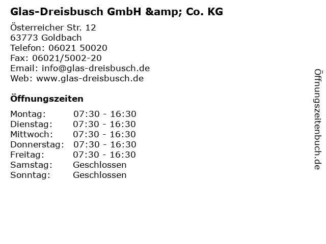ᐅ Öffnungszeiten „GlasDreisbusch GmbH & Co. KG