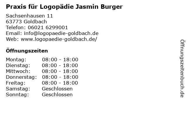 Praxis für Logopädie Jasmin Burger in Goldbach: Adresse und Öffnungszeiten