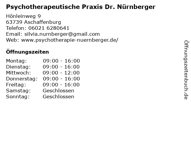 Psychotherapeutische Praxis Dr. Nürnberger in Goldbach: Adresse und Öffnungszeiten