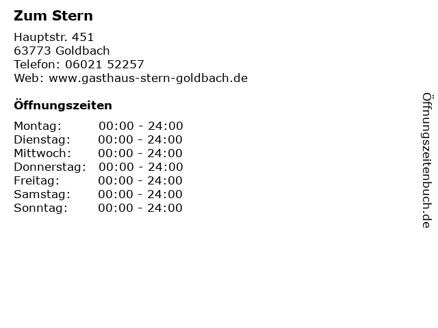 Zum Stern in Goldbach: Adresse und Öffnungszeiten