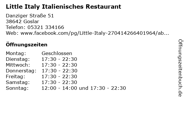 Little Italy Italienisches Restaurant in Goslar: Adresse und Öffnungszeiten