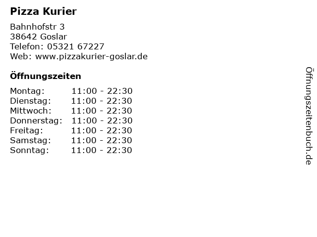 Pizza Kurier in Goslar: Adresse und Öffnungszeiten