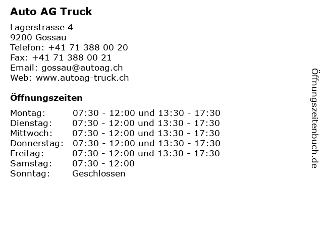 Auto AG Truck in Gossau: Adresse und Öffnungszeiten