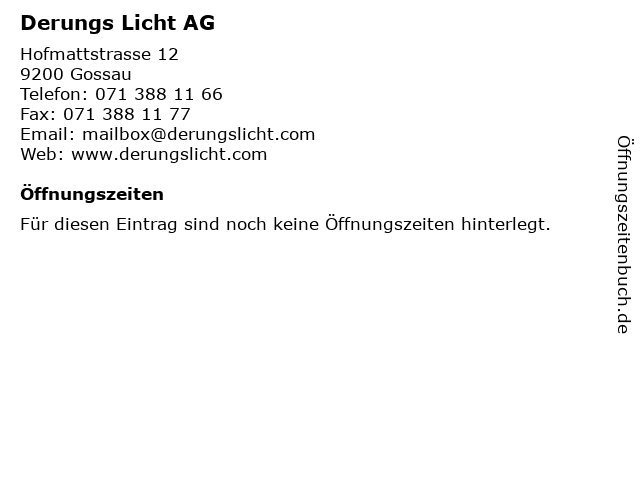 Derungs Licht AG in Gossau: Adresse und Öffnungszeiten