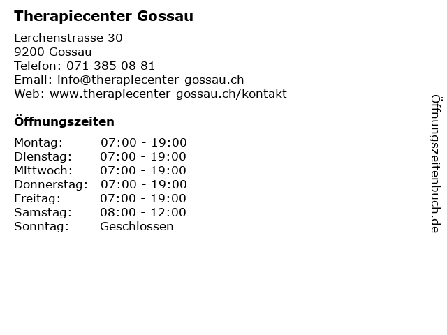 Therapiecenter Gossau in Gossau: Adresse und Öffnungszeiten