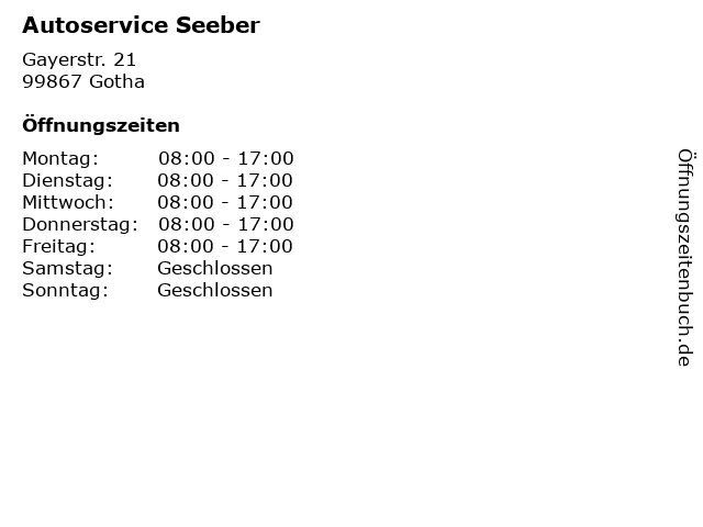 Autoservice Seeber in Gotha: Adresse und Öffnungszeiten