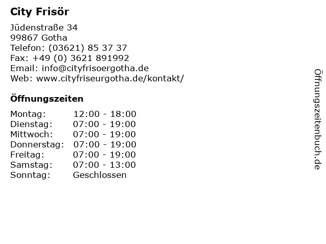 City Frisör in Gotha: Adresse und Öffnungszeiten