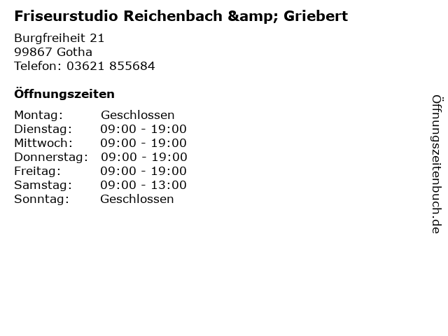 Friseurstudio Reichenbach & Griebert in Gotha: Adresse und Öffnungszeiten