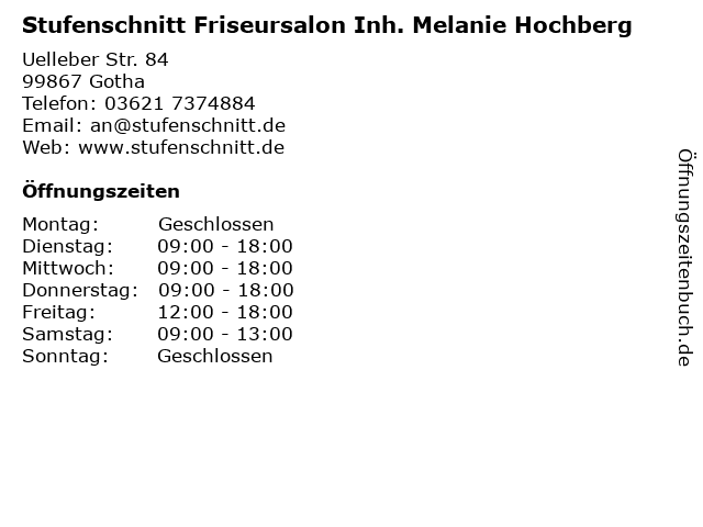 Stufenschnitt Friseursalon Inh. Melanie Hochberg in Gotha: Adresse und Öffnungszeiten