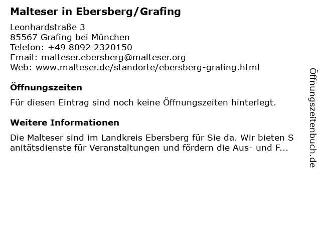 Malteser in Ebersberg/Grafing in Grafing bei München: Adresse und Öffnungszeiten
