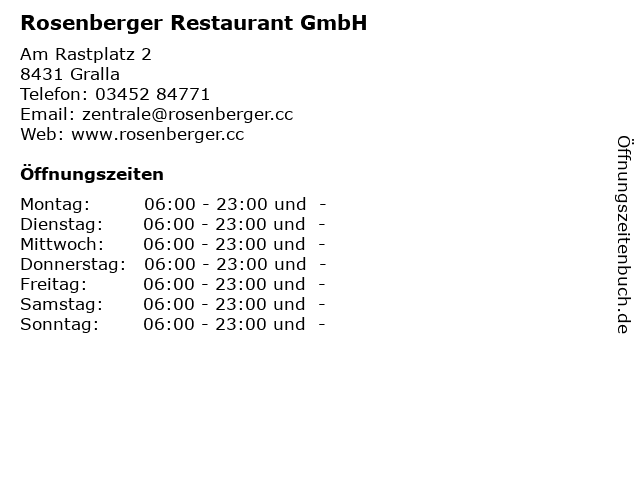 Rosenberger Restaurant GmbH in Gralla: Adresse und Öffnungszeiten