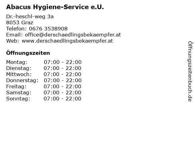 Abacus Hygiene-Service e.U. in Graz: Adresse und Öffnungszeiten
