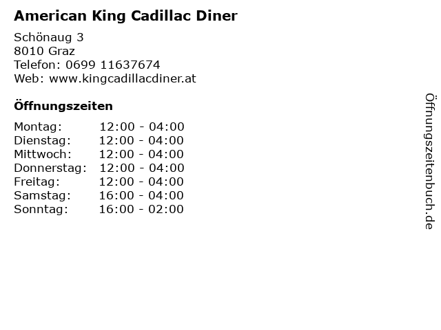 American King Cadillac Diner in Graz: Adresse und Öffnungszeiten