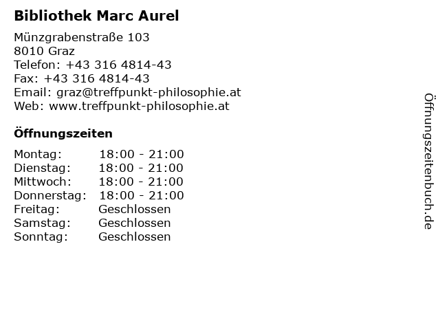 Bibliothek Marc Aurel in Graz: Adresse und Öffnungszeiten