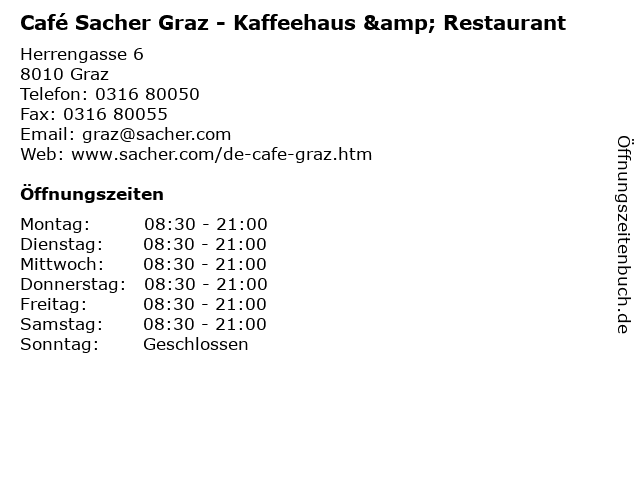 Café Sacher Graz - Kaffeehaus & Restaurant in Graz: Adresse und Öffnungszeiten