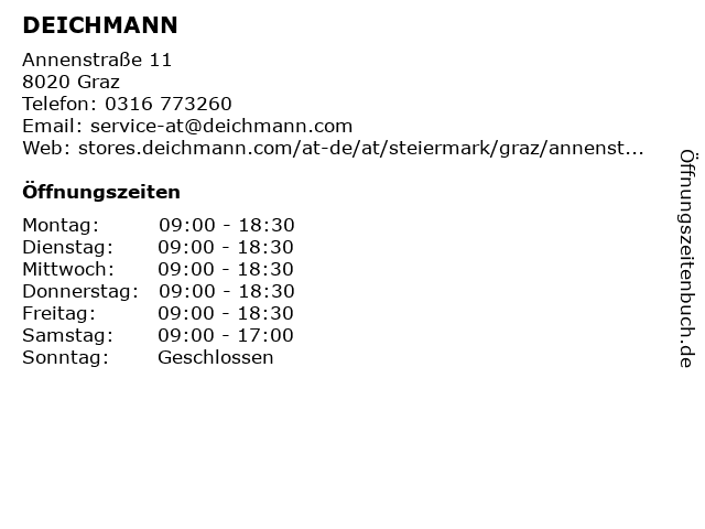 Deichmann in Graz: Adresse und Öffnungszeiten