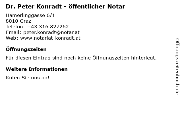 Dr. Peter Konradt - öffentlicher Notar in Graz: Adresse und Öffnungszeiten