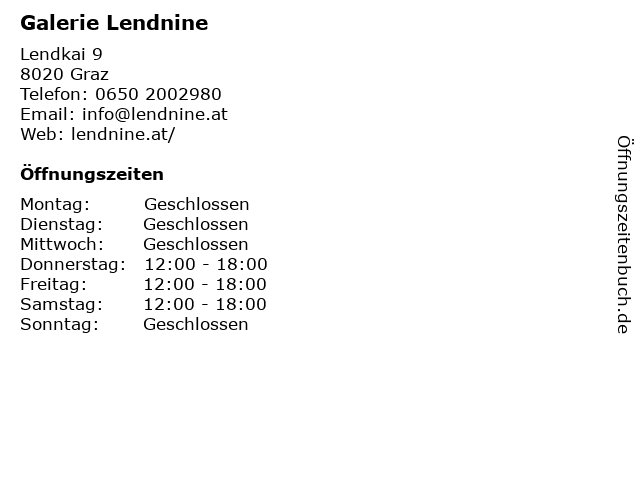 Galerie Lendnine in Graz: Adresse und Öffnungszeiten