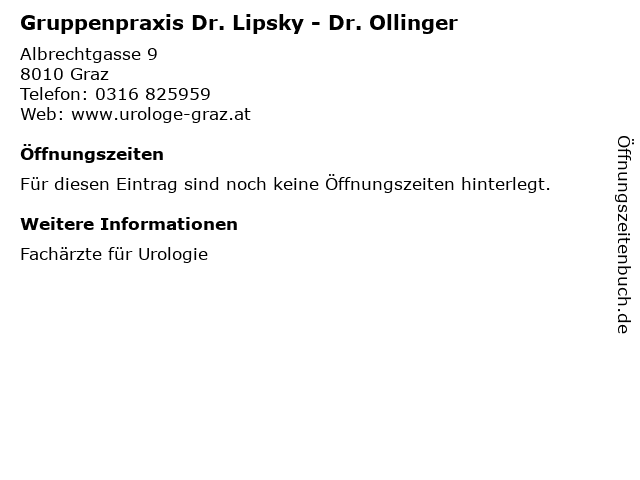 Gruppenpraxis Dr. Lipsky - Dr. Ollinger in Graz: Adresse und Öffnungszeiten