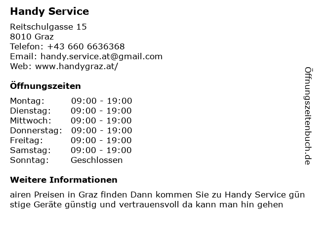 Handy Service in Graz: Adresse und Öffnungszeiten