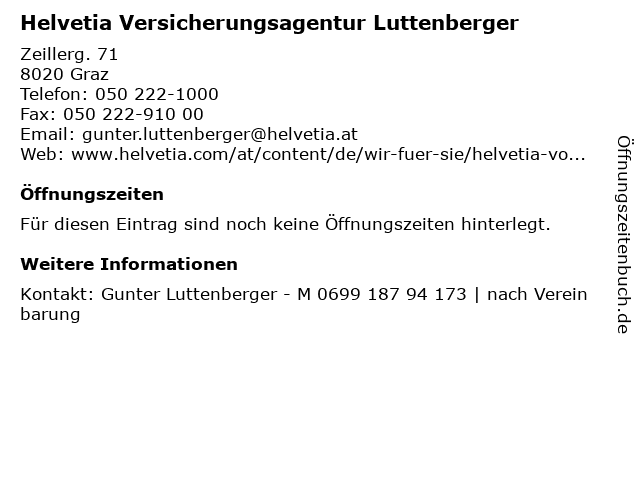 Helvetia Versicherungsagentur Luttenberger in Graz: Adresse und Öffnungszeiten