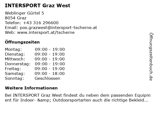 INTERSPORT Graz West in Graz: Adresse und Öffnungszeiten