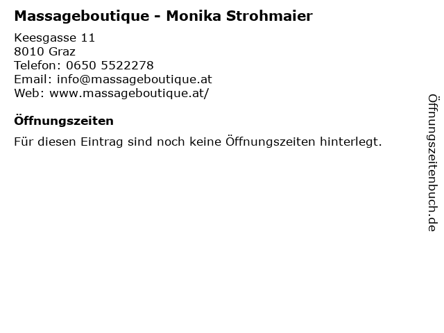 Massageboutique - Monika Strohmaier in Graz: Adresse und Öffnungszeiten