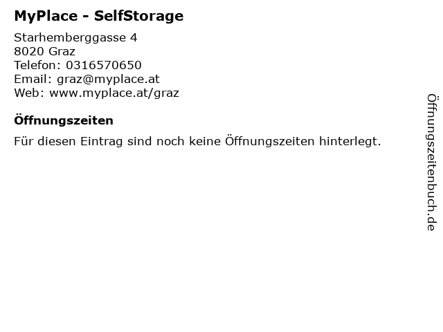 MyPlace - SelfStorage in Graz: Adresse und Öffnungszeiten