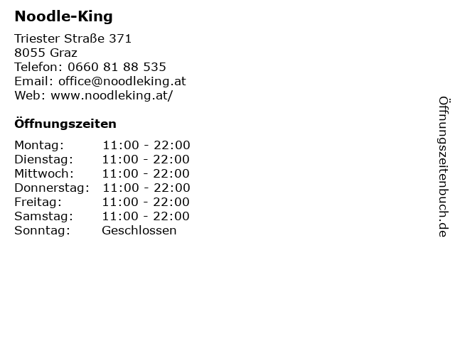 Noodle-King in Graz: Adresse und Öffnungszeiten
