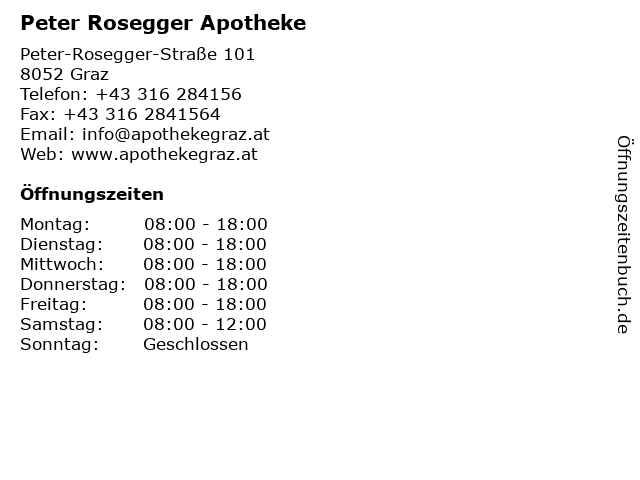 Peter Rosegger Apotheke in Graz: Adresse und Öffnungszeiten