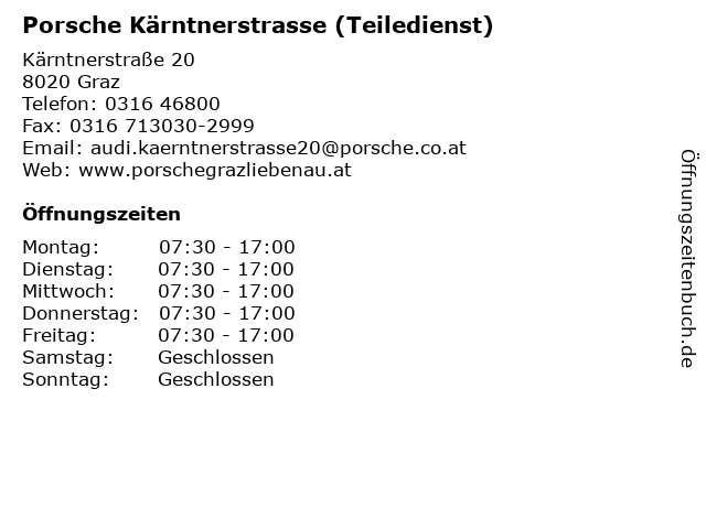 Porsche Kärntnerstrasse (Teiledienst) in Graz: Adresse und Öffnungszeiten