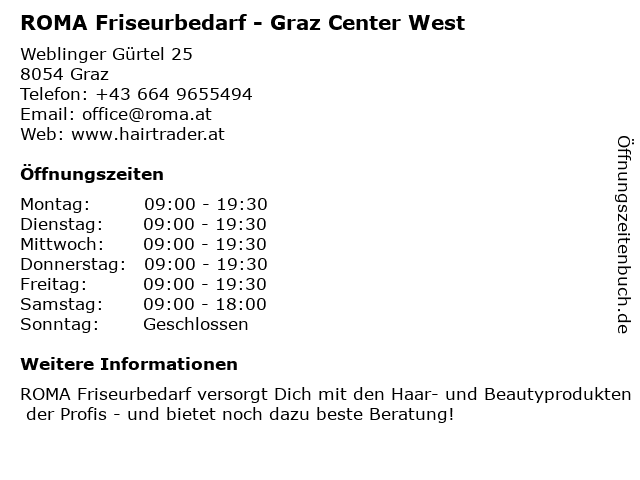 ROMA Friseurbedarf - Graz Center West in Graz: Adresse und Öffnungszeiten