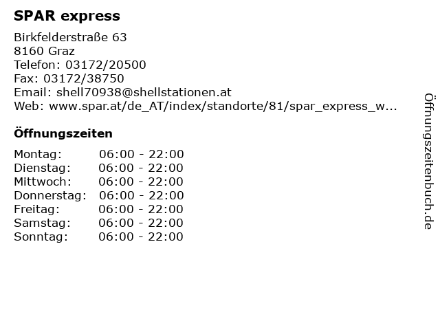 SPAR express in Graz: Adresse und Öffnungszeiten