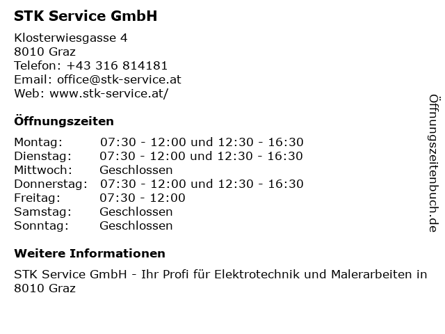 STK Service GmbH in Graz: Adresse und Öffnungszeiten