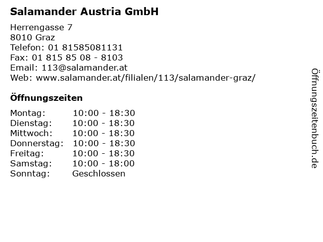 Salamander Austria GmbH in Graz: Adresse und Öffnungszeiten